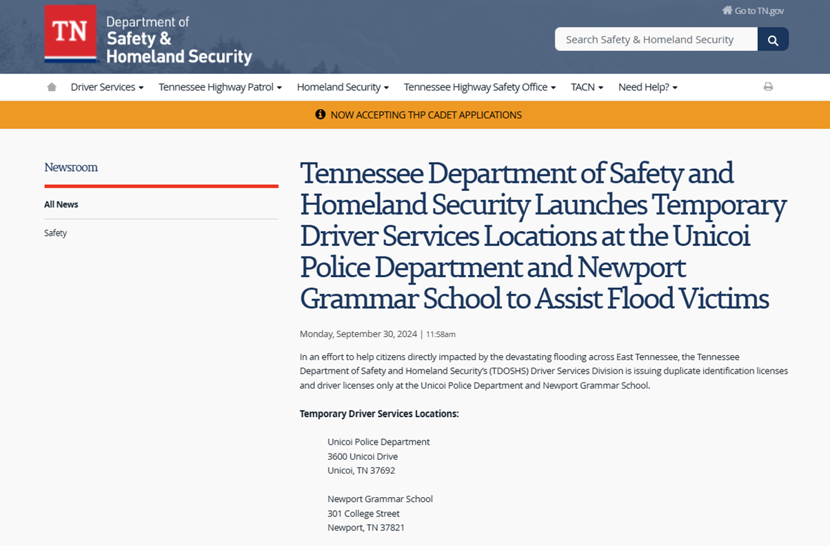 Tennessee Dept. of Safety and Homeland Security